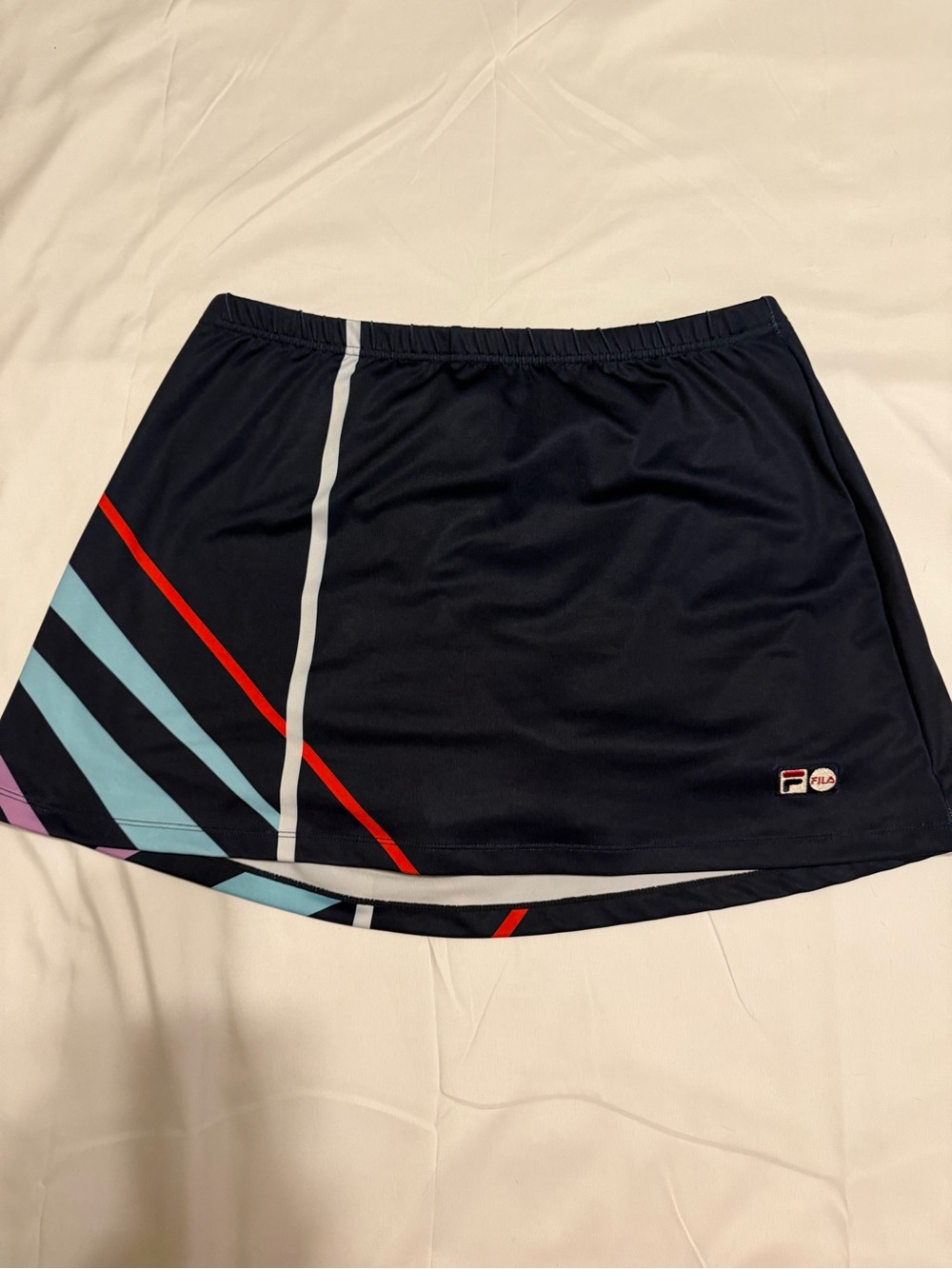 FILA Navy Athletic Skort with Red, Light Blue & Purple Stripe Accents